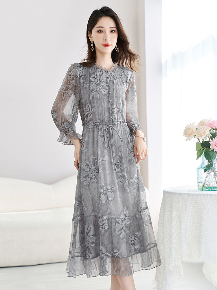 Embroidered Tie-Dye Silk Midi Dress