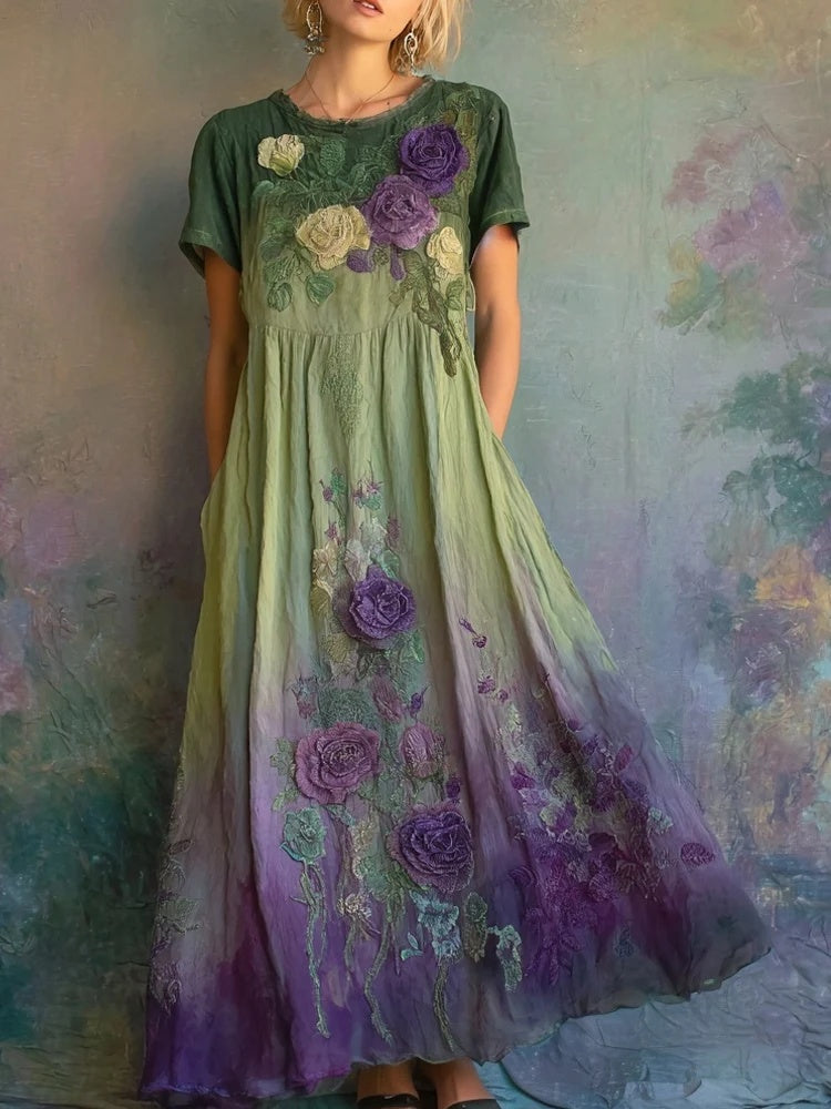 Elegant Floral Sleeveless V-neck Maxi Dress