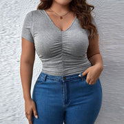 Slim Fit V-Neck Short Sleeve T-Shirt – Classic Gray