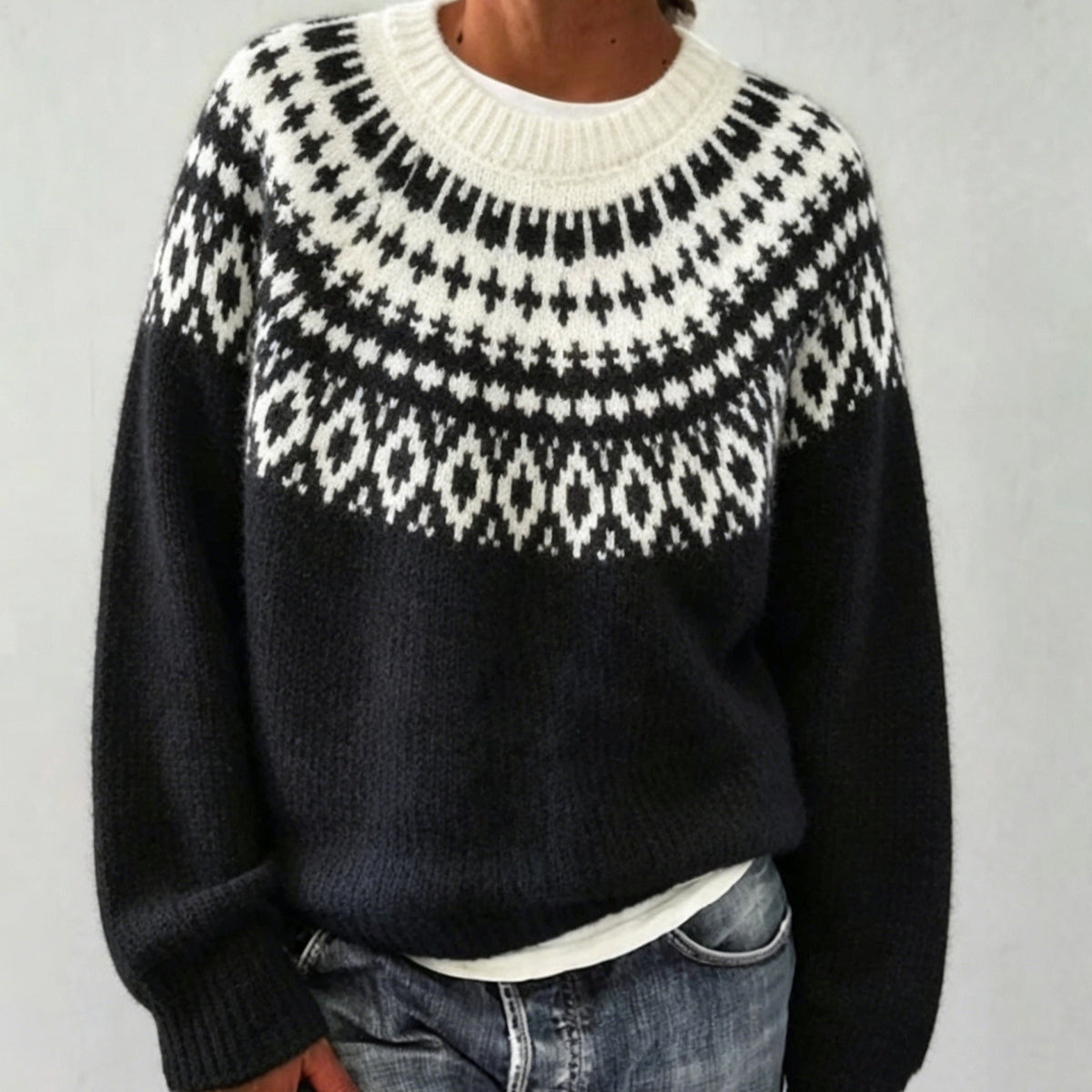 Round Neck Multicolor Loose Fashion Sweater Women