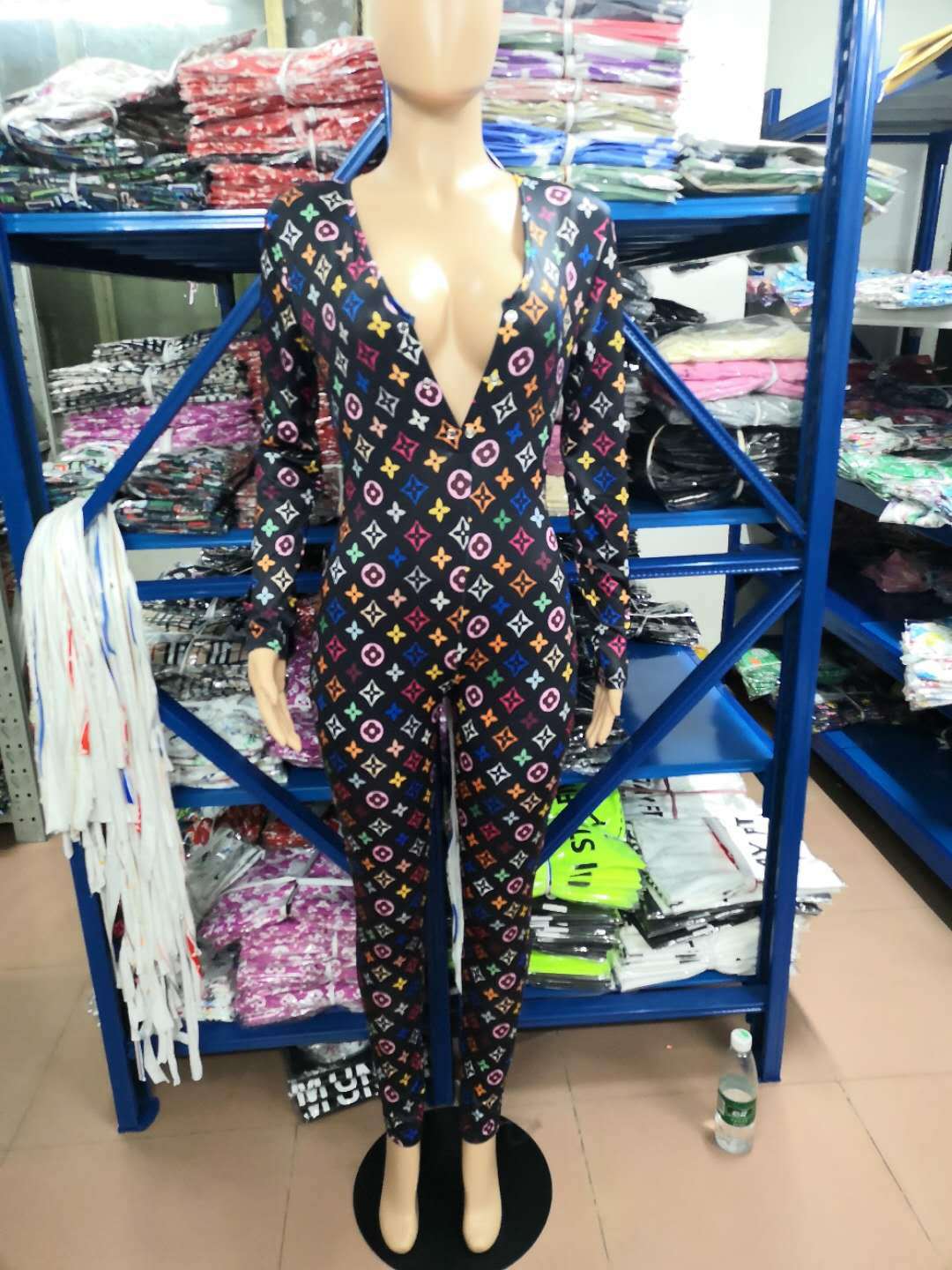 Printed Slim Sexy Long-sleeved One-piece Pajamas