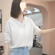 Women's Crochet Hollow Hooded Longsuit Undershirt