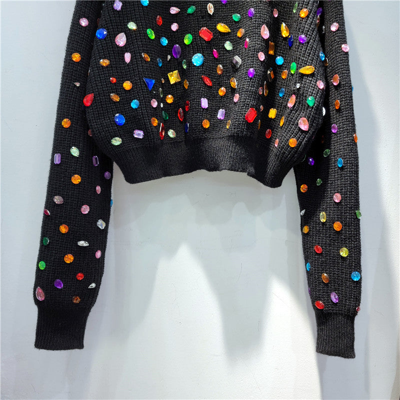 Sparkling Diamond Loose Knit Sweater for Women