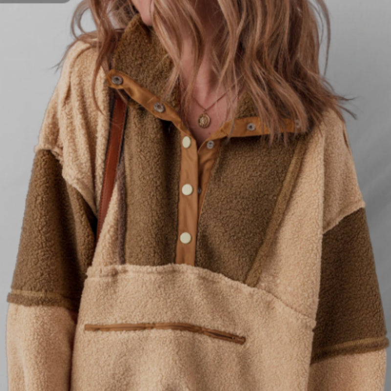 Colorblock Fleece Pullover Sweatshirt