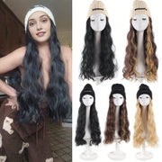 Long Curly Hair Female Hat Wig Big Wave Style