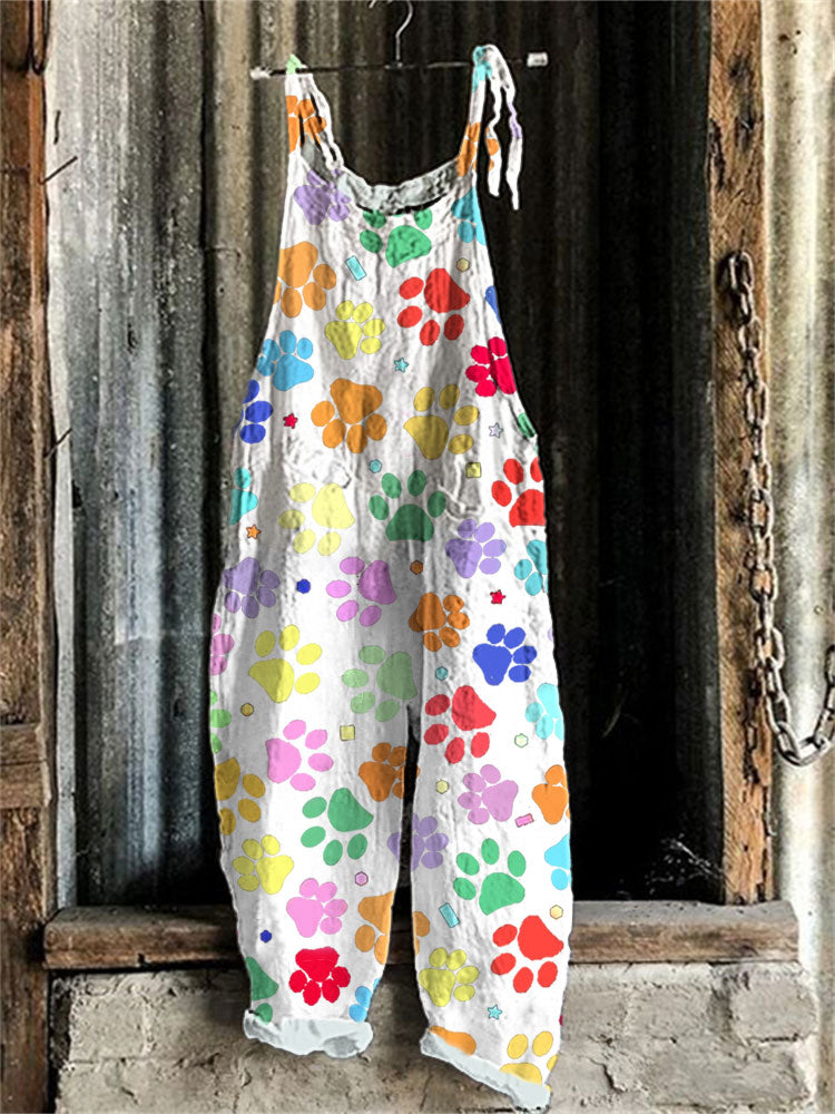 Vintage Print Wide Leg Women's Jumpsuit