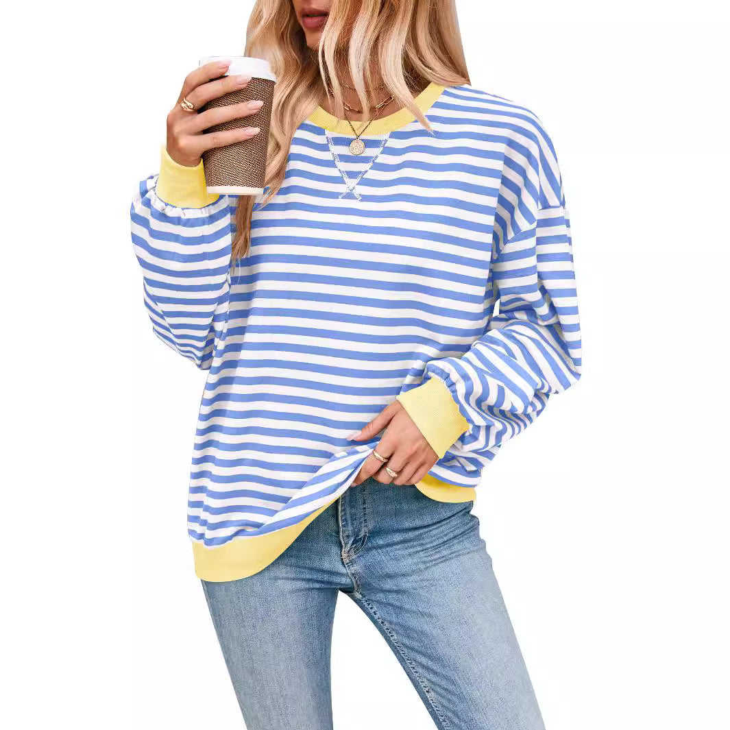 Women's Casual Striped Long Sleeve Pullover Sweater