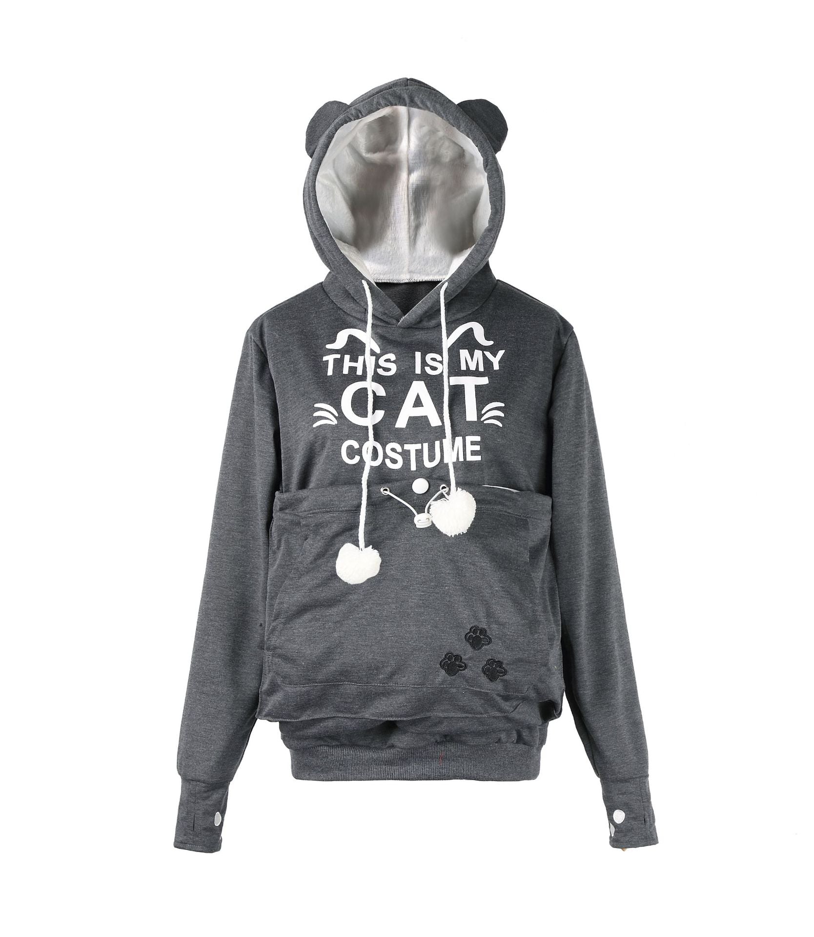 Cute Cat Print Long Sleeve Casual Hooded Sweatshirt