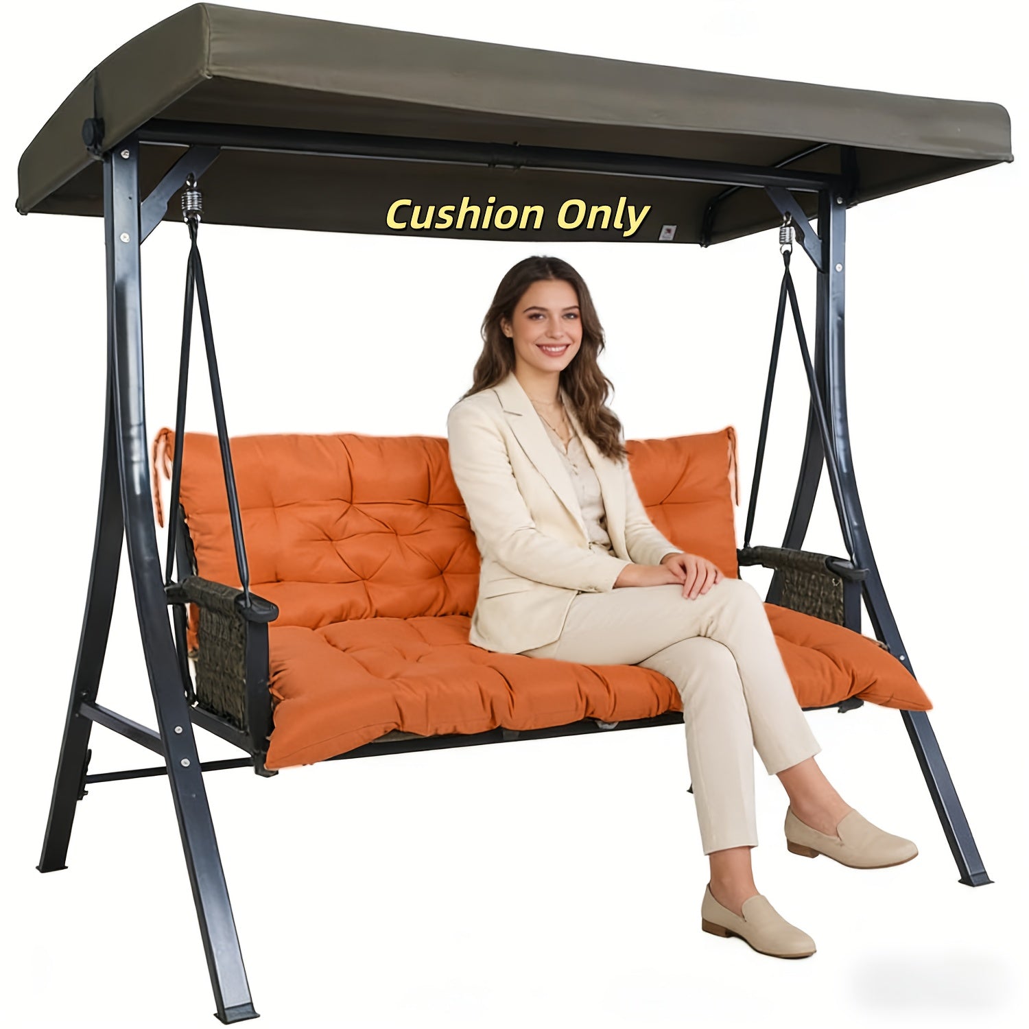 Replacement Cushions for 2-3 Seater Swings, Thick 4" Outdoor Porch Cushions, Waterproof Bench Cushions with Back Support for Garden Furniture
