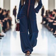 Plus Size V-Neck Casual Pocket Jumpsuit