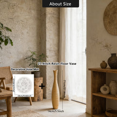 Extra large cylindrical resin floor vase with striped pattern