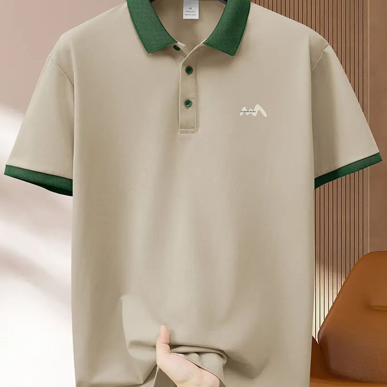 Men's Short Sleeve Polo Shirt with Patterned Letter Print – Business Casual Golf Tee