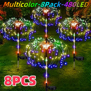 8-piece Set -1 Outdoor Solar Powered Fireworks Light, Christmas Decoration, IP65 Waterproof With 8 Lighting Modes. Christmas Decoration Is Used For DIY Decoration Of Gardens, Courtyards, Parties, C...