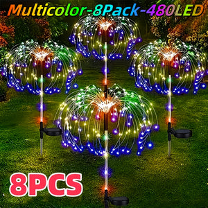 8-piece Set -1 Outdoor Solar Powered Fireworks Light, Christmas Decoration, IP65 Waterproof With 8 Lighting Modes. Christmas Decoration Is Used For DIY Decoration Of Gardens, Courtyards, Parties, C...