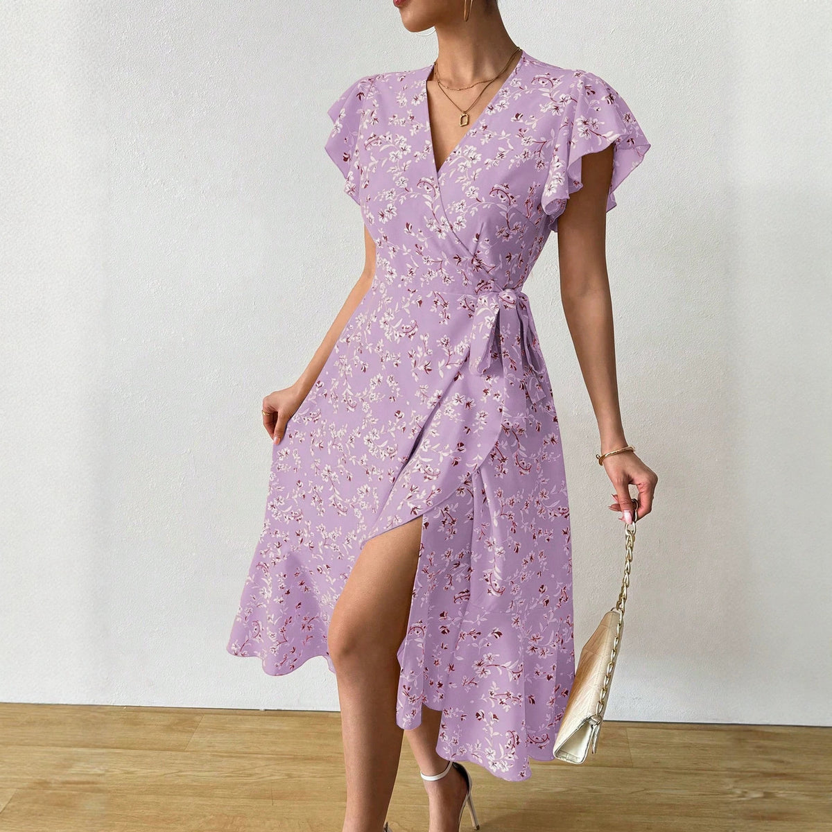 Ruffled Maxi Skirt with Lace-up Details, Plus-size Dress