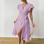 Ruffled Maxi Skirt with Lace-up Details, Plus-size Dress