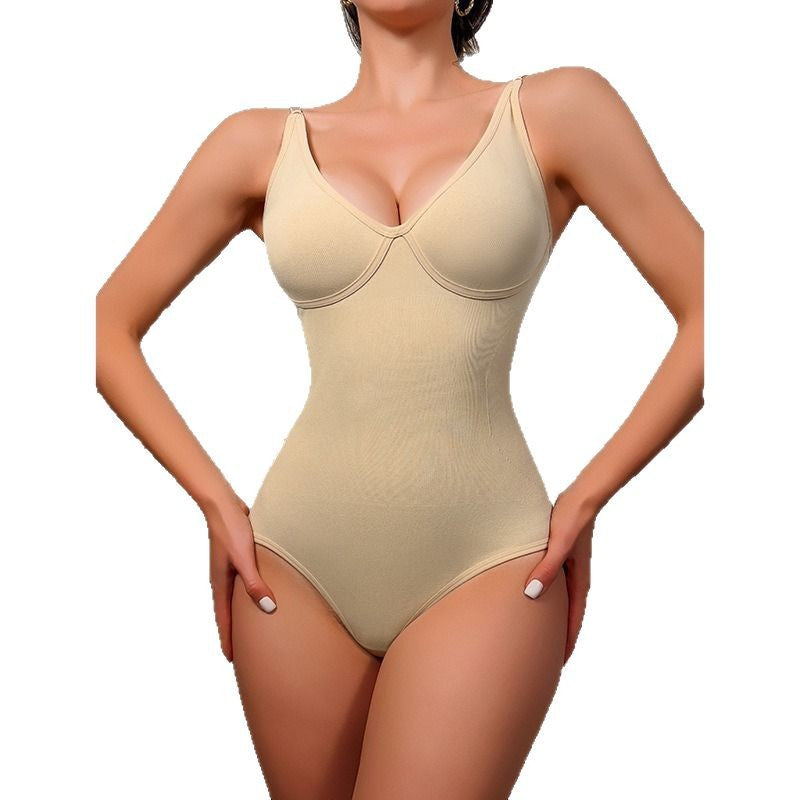 Seamless V-Neck Tummy Control Thong Bodysuit