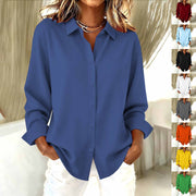 Women's Casual Long Sleeve Blouse - Multi-color Loose Fit Top For Daily Shirt