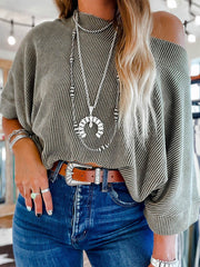 Casual Batwing Sleeve Pullover Sweater for Women