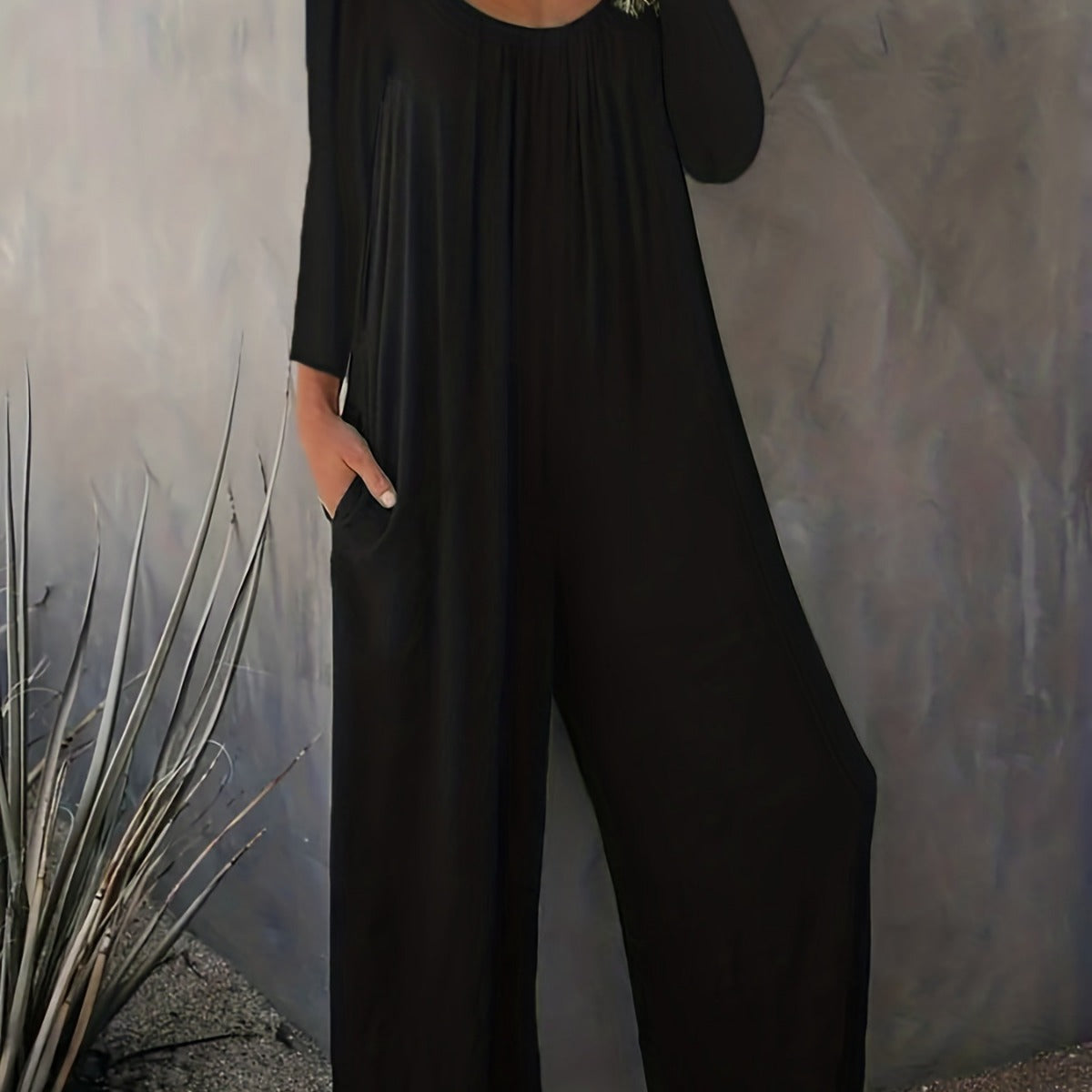 Chic Wide-Leg Long Sleeve Casual Jumpsuit