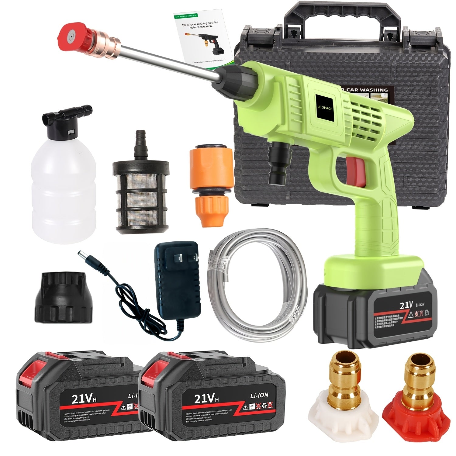 Cordless High Pressure Car Wash Foam Gun with Adjustable Nozzle, Portable Power Cleaning Tool for Car and Garden