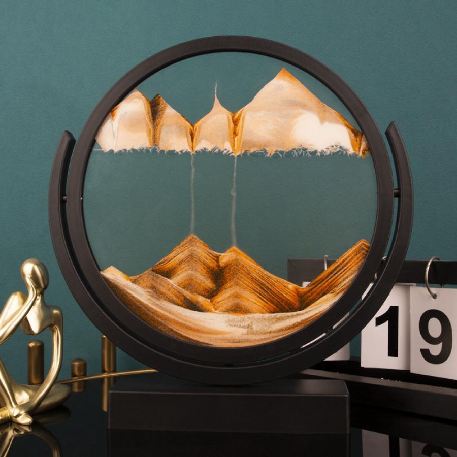 Quicksand painting desktop art display with modern frame design
