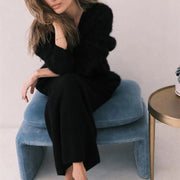 Cross-border Hot Sale Spring And Autumn Imitation Marten Cardigan Women Idle Style Loose Sweater Coat Soft Long-sleeved Sweater Women