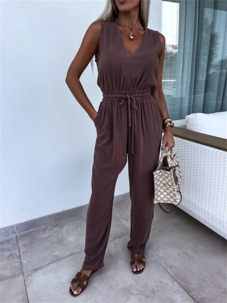 Elegant High-Waisted Sleeveless Jumpsuit