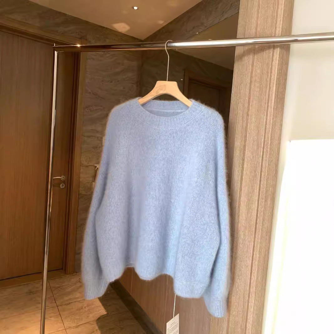 Thickened Cozy Mohair Sweater for Women in a Relaxed Laid-back Style for Fall and Winter