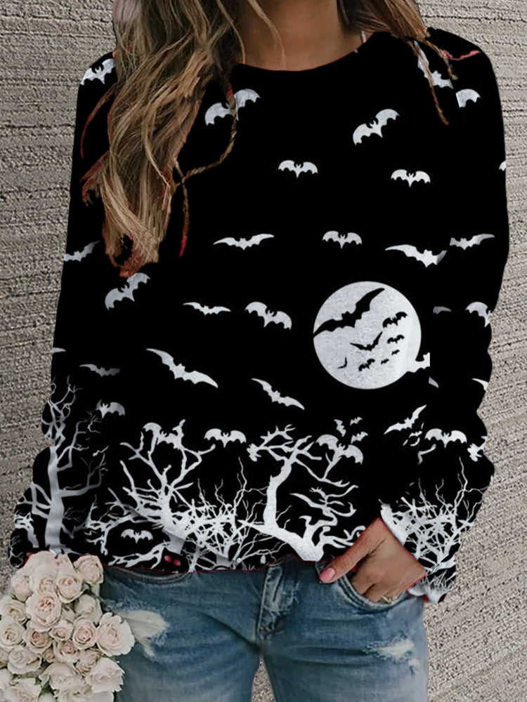 Women's Retro Floral Round Neck Casual Sweater