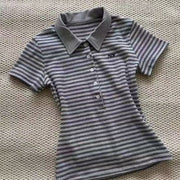 Slim-Fit Retro Stripe Short Sleeve Shirt – Flattering, All‑Match Design