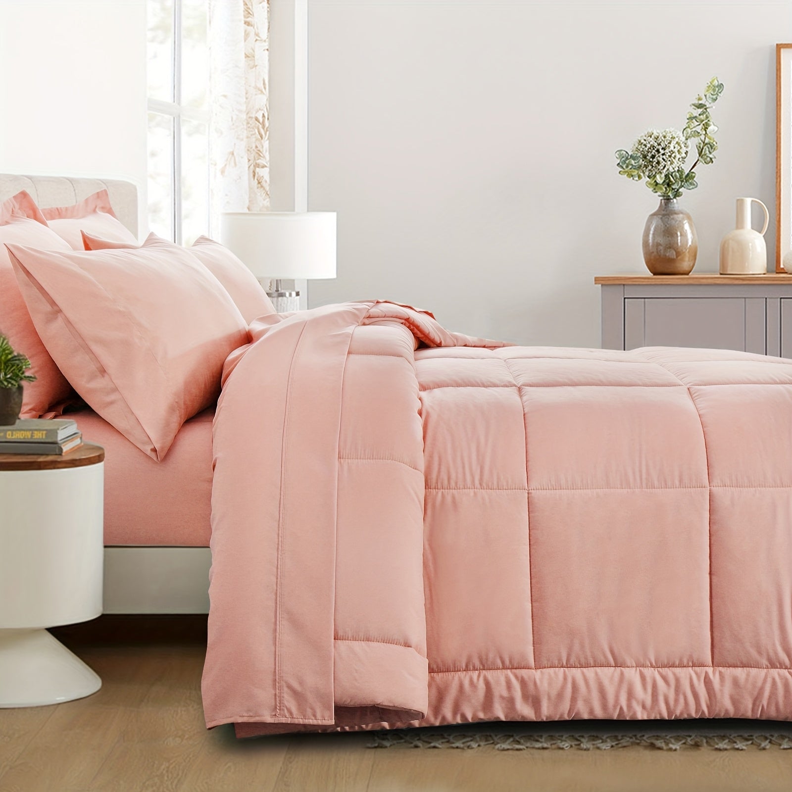 7pcs Ultra-Soft Bed In A Bag, Down Alternative Bedding Sets With All Season Quilted Comforter, Flat Sheet, Fitted Sheet, Pillowcases -Gifts For The Family And Friends