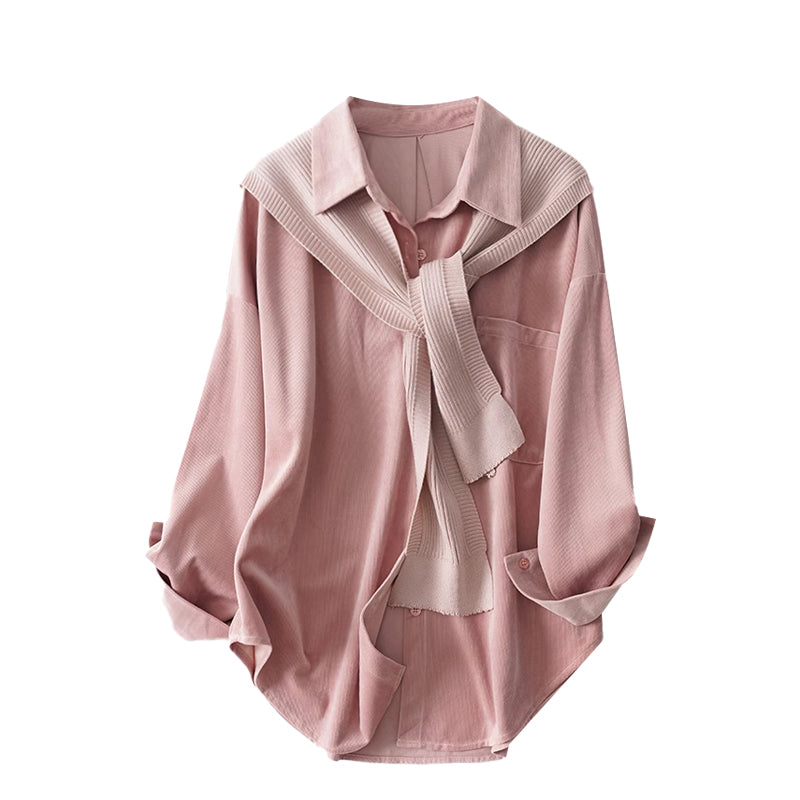Large Size Premium And Age Reducing Knitted Shawl Shirt