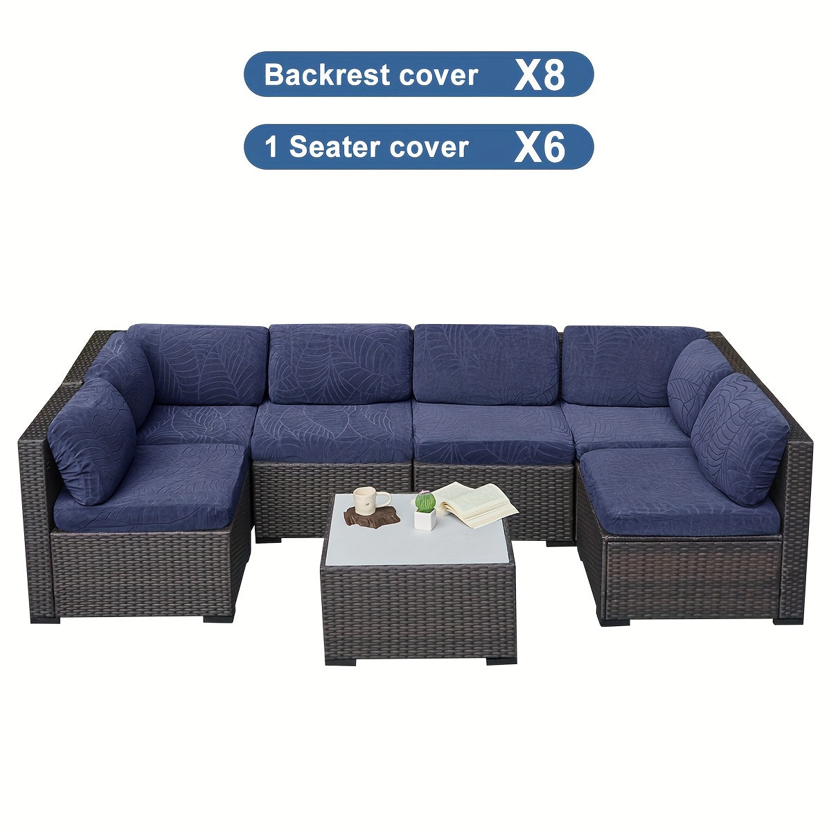 12/14pcs Stretch Large Leaf Jacquard Outdoor Terrace Cushion Covers Sofa Chair Covers Sofa Covers Pillow Covers Replacement Furniture Covers Suitable for Pets Washable