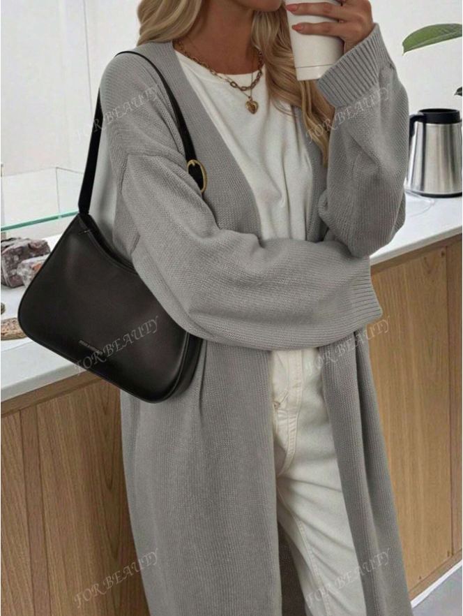 Spring Autumn New V-neck Buttonless Super Loose Long Sleeve