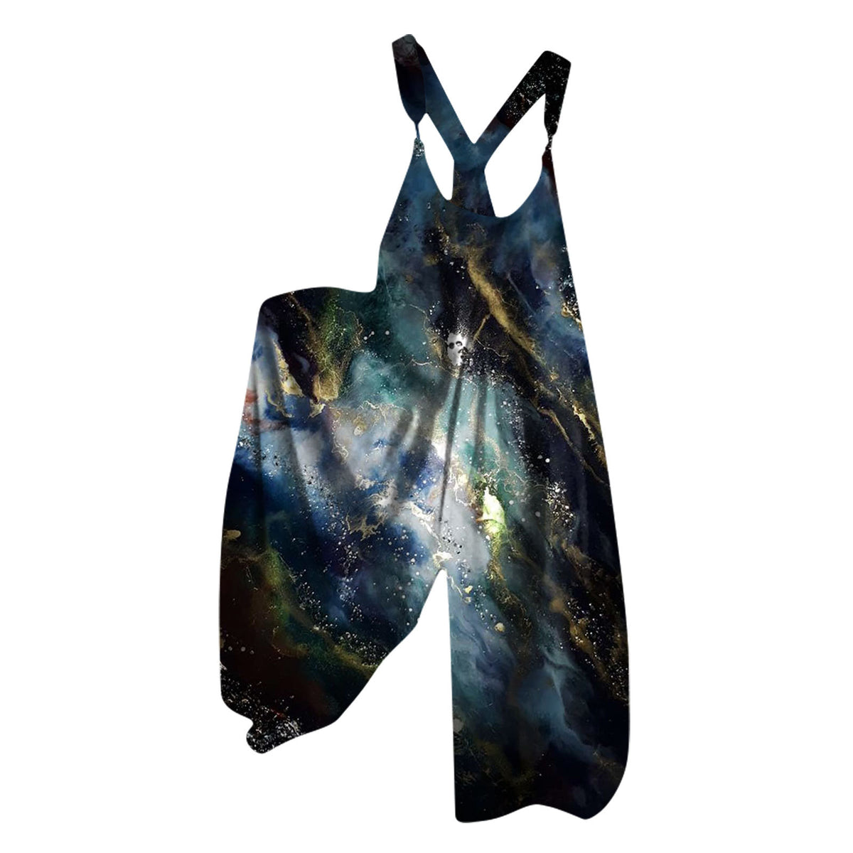 Women's Casual Printed Knit Pocket Jumpsuit