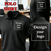 Customizable White Men's Polo Shirt with Front Chest, Sleeve, and Back Printing