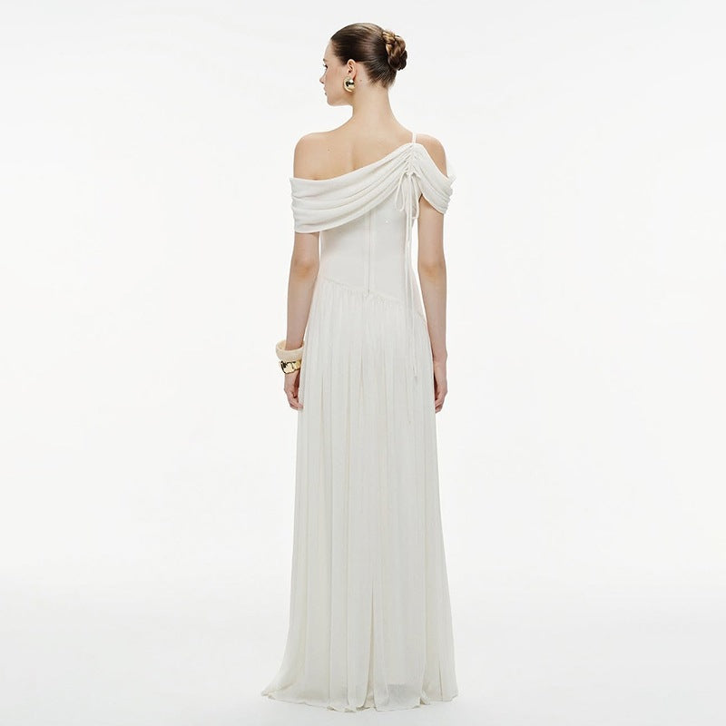 Womens French-style Off-shoulder Casual Dress