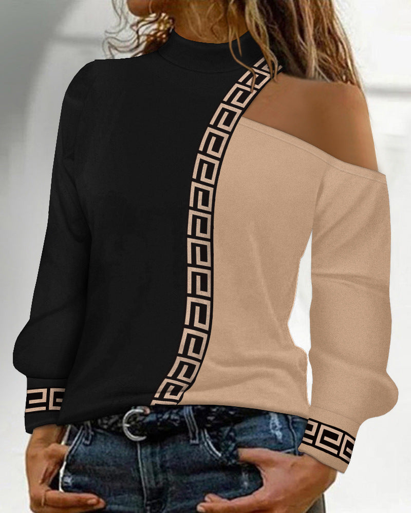 Women's Casual Long Sleeve Bronzing Crew Neck Tee