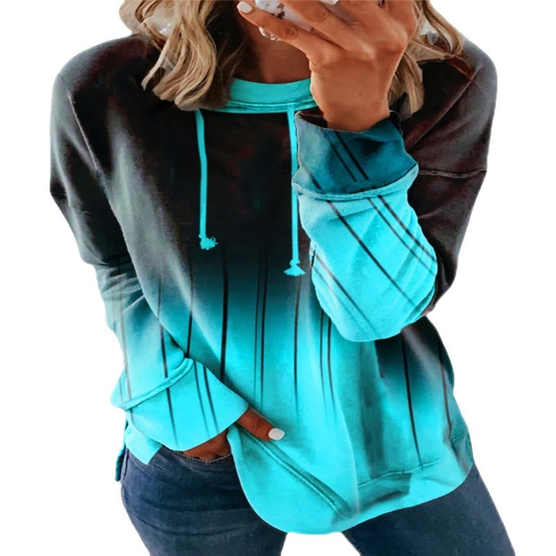 Gradient Print Loose Casual Long Sleeve Sweatshirt