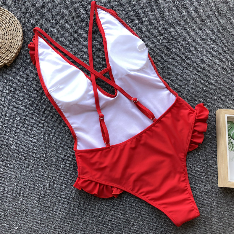 Sexy Backless Ruffled One-Piece Swimsuit