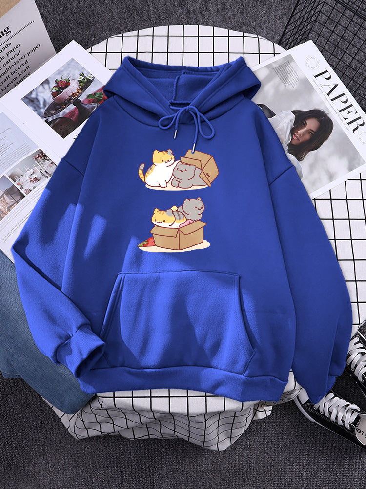 Cute Cat Hide & Seek Graphic Hoodie for Women
