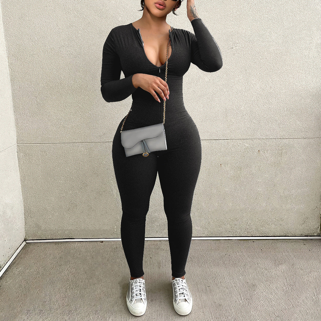 Women's Long Sleeve Tight Jumpsuit Street Fashion Romper