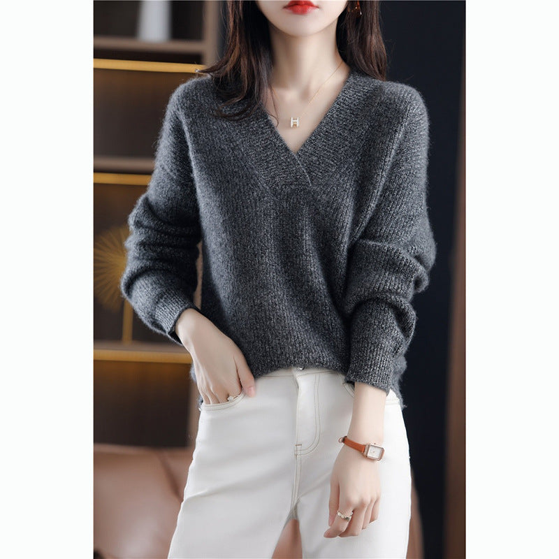 Women's Cozy V-Neck Loose Knit Sweater