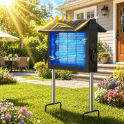 Outdoor Solar Bug Zapper – 4500V Dual Solar Panel & USB Rechargeable Insect Trap, IPX4 Waterproof