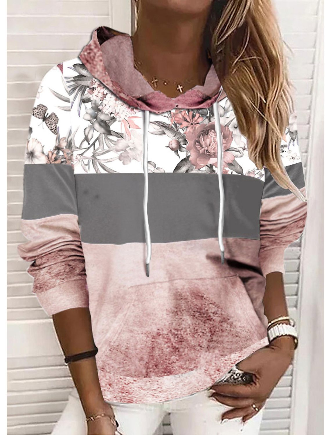 Cozy Drawstring Loose Long-Sleeve Pullover Sweatshirt