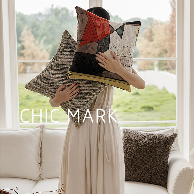 Geometric Jacquard Throw Pillow Cover with Insert – Soft Home Accent