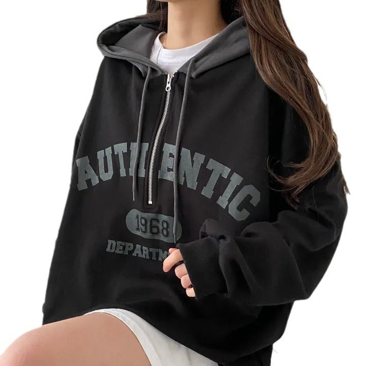 Niche Style Zip-Up Hoodie Sweatshirt