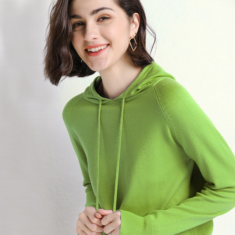 Women's Lightweight Knitted Hooded Sweater