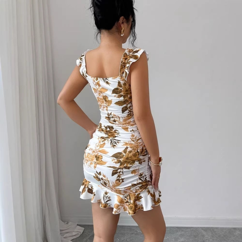 French-style Summer Floral-print Dress